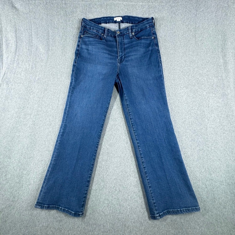 Good American Jeans 16 Petite Straight Blue Organic Stretch